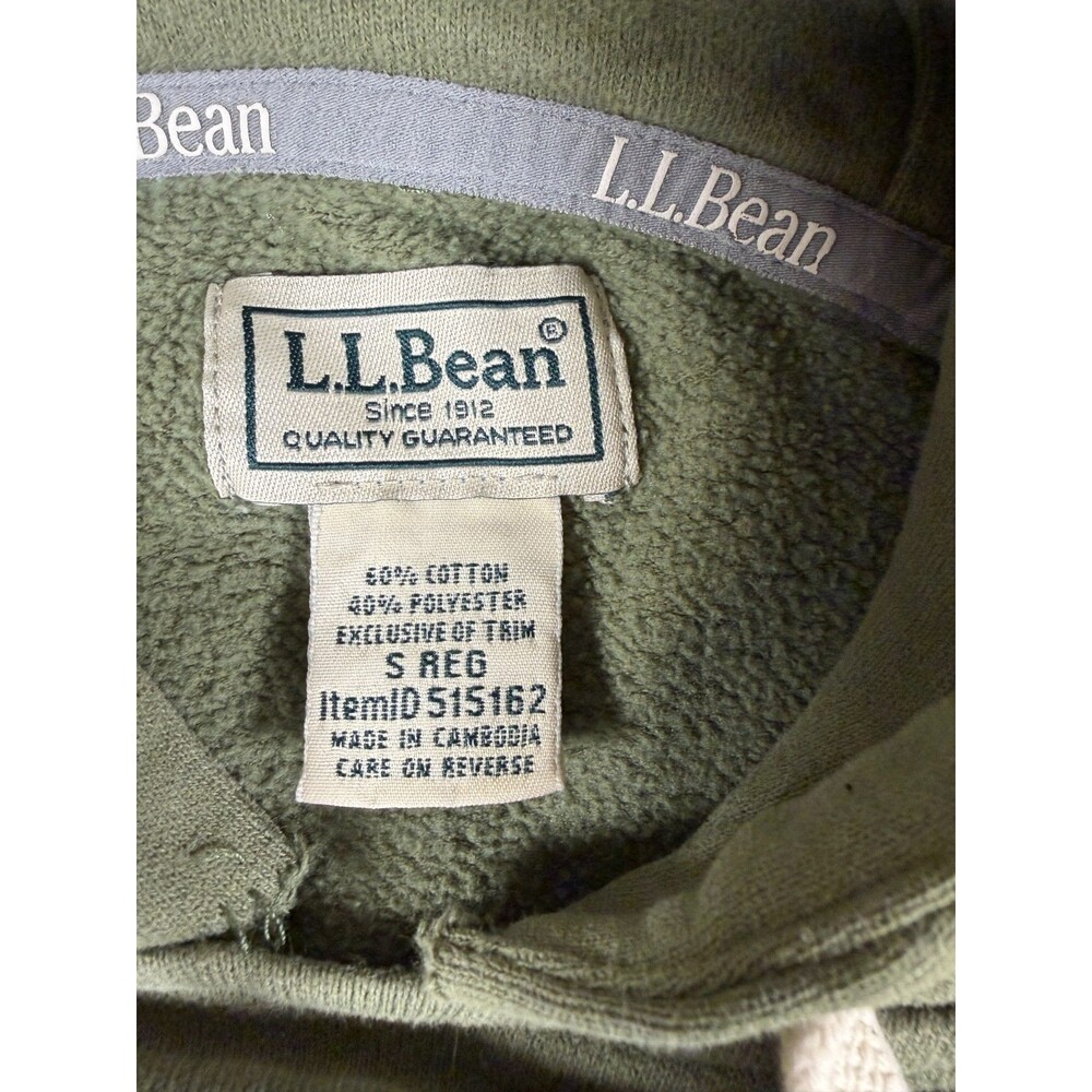 LLBean Olive Hoodie Sweatshirt Since 1912 Pullover Hooded Fleece Small SKU135 - Picture 2 of 9